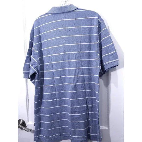 Izod Blue Striped Men's Polo Shirt Large New With Tags - Picture 8 of 9